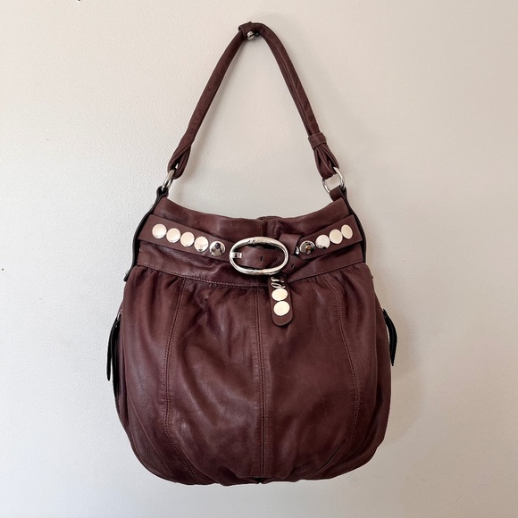 B. Makowsky Dark Brown Super Soft Leather Boho Shoulder Bag - Picture 1 of 1